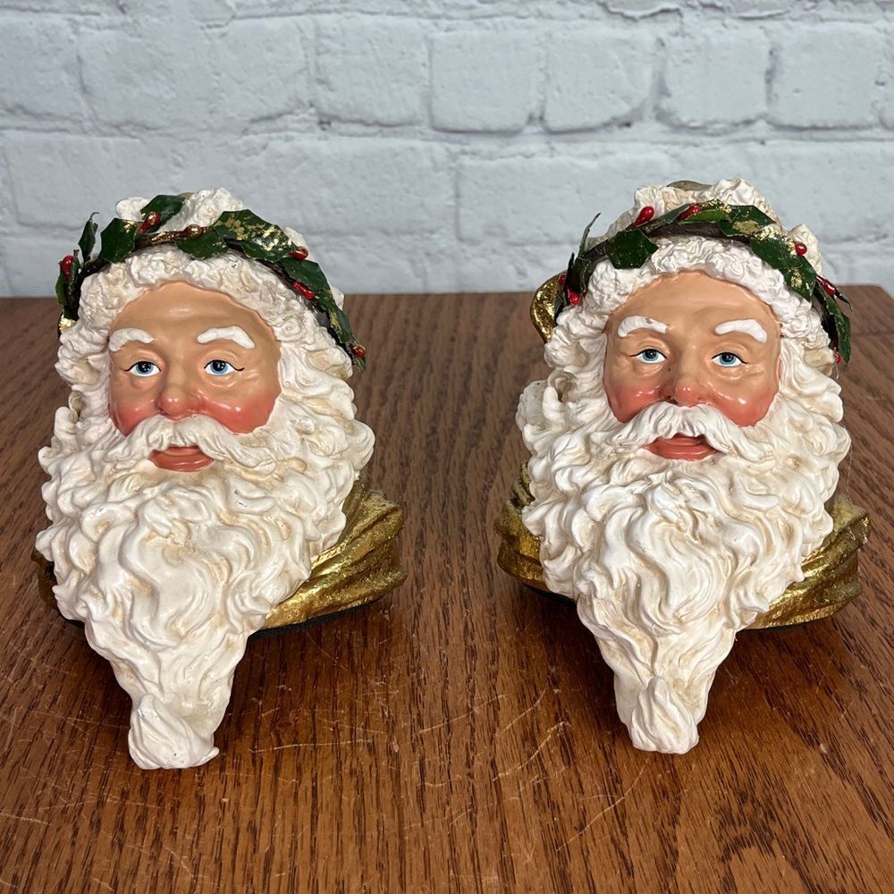 Department 56 Set of 2 Santa Stocking Holder 3-D Father Christmas